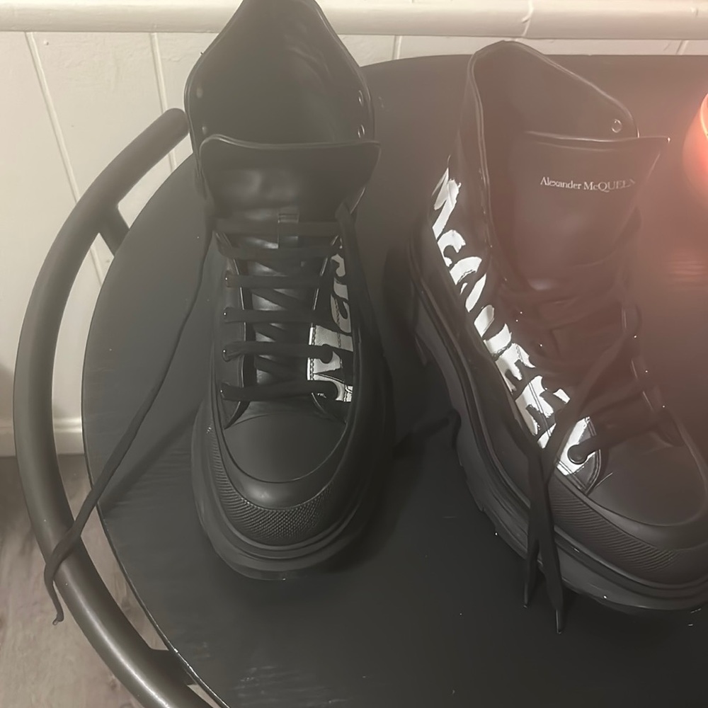 I have a nice pair of McQueen black leather size 10